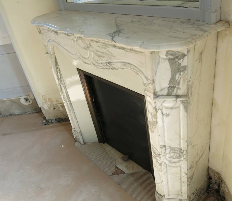 French Parisian Marble Fireplace with Trumeau-Mirror Circa 1880, Paris-France 1