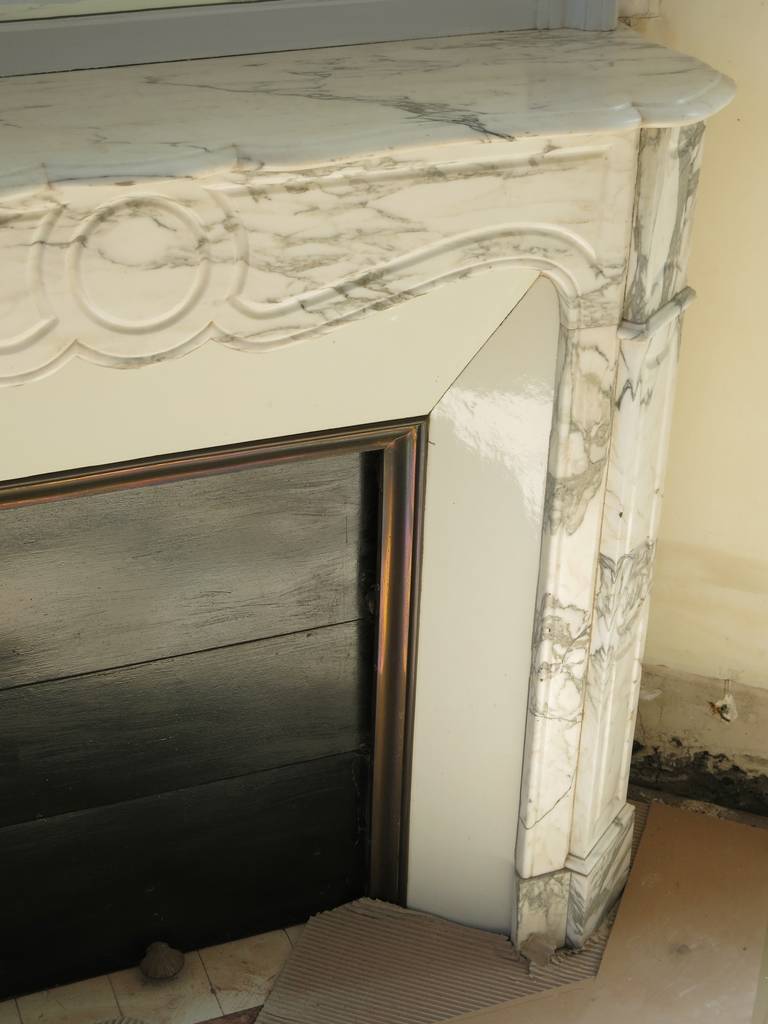French Parisian Marble Fireplace with Trumeau-Mirror Circa 1880, Paris-France 4