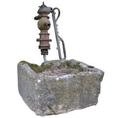 Water Pump Fountain in Iron and Antique Limestone Mid-1850s France