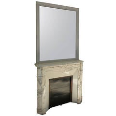 Antique French Parisian Marble Fireplace with Trumeau-Mirror Circa 1880, Paris-France