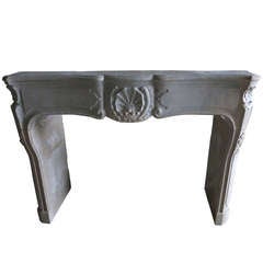 Louis XV style fireplace in marble-stone called "pierre marbriere", Burgundy. 7