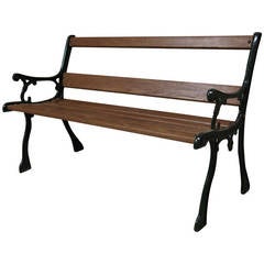 French Antique Bench in Iron and Wood from Paris, France