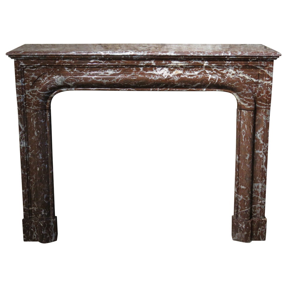French Louis XIV Style Fireplace in Red-Royal-Languedoc Marble, Paris, 1800s For Sale