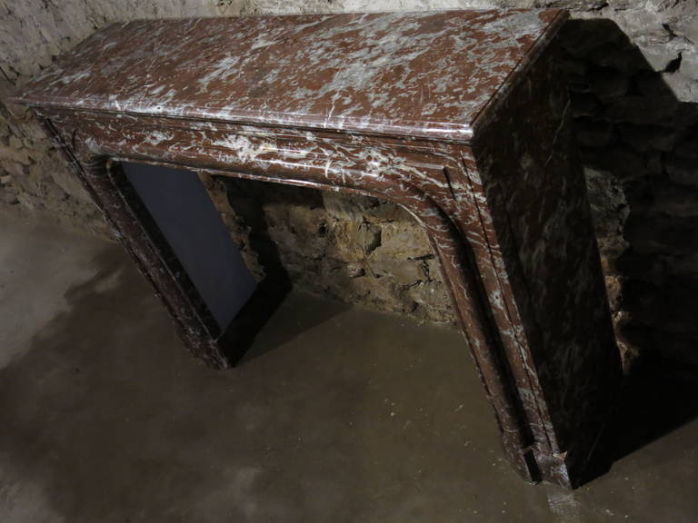 French Louis XIV Style Fireplace in Red-Royal-Languedoc Marble, Paris, 1800s For Sale 1