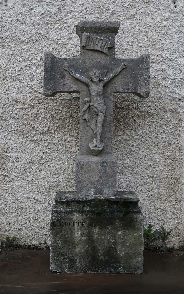 French Winery Cross in Limestone from France, Symbolic, 18th Century For Sale