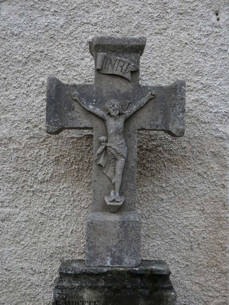 Hand-Carved Winery Cross in Limestone from France, Symbolic, 18th Century For Sale