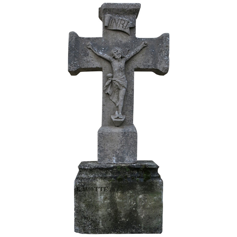 Winery Cross in Limestone from France, Symbolic, 18th Century For Sale