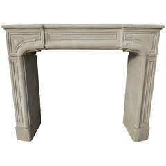 Vintage Louis XIV Style Fireplace in Pure Limestone Handcrafted from France 20th Century
