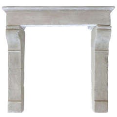 Vintage Countryside Fireplace "Campagnarde" in Limestone from France Late 19th Century