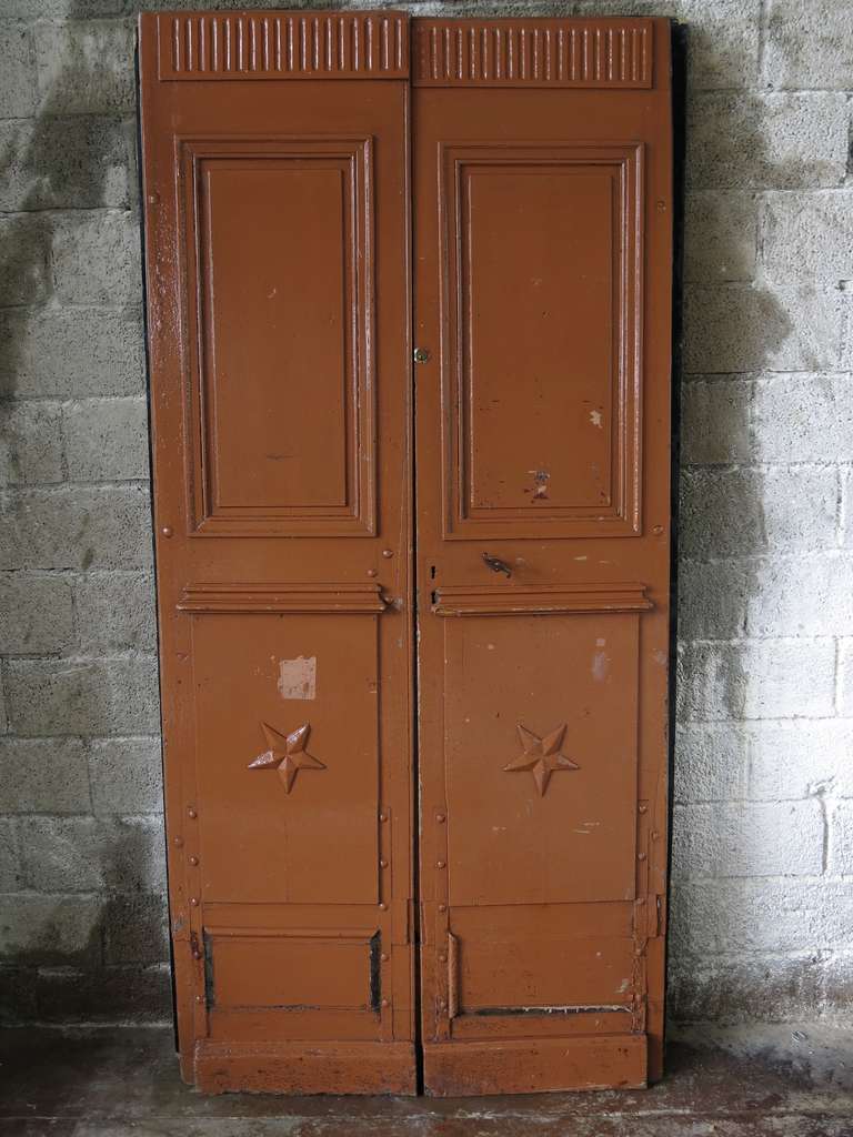 Original Pair of Solid Wood Oak Doors Main Entrance from France, 19th Century