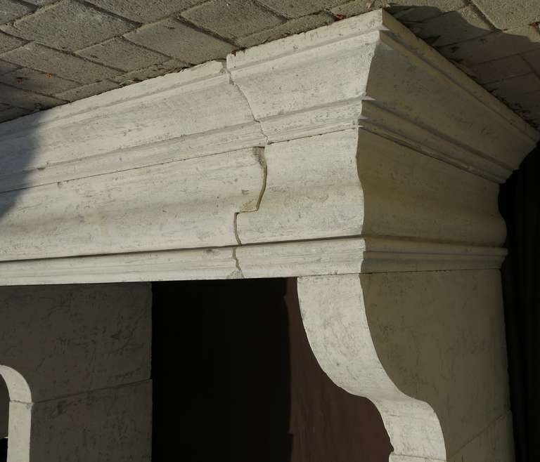 20th Century Louis XIII Fireplace in Limestone from Aix-en-Provence, France