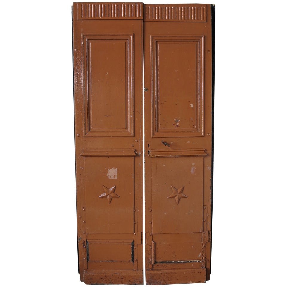 Original Pair of Solid Wood Oak Doors Main Entrance from France, 19th Century For Sale