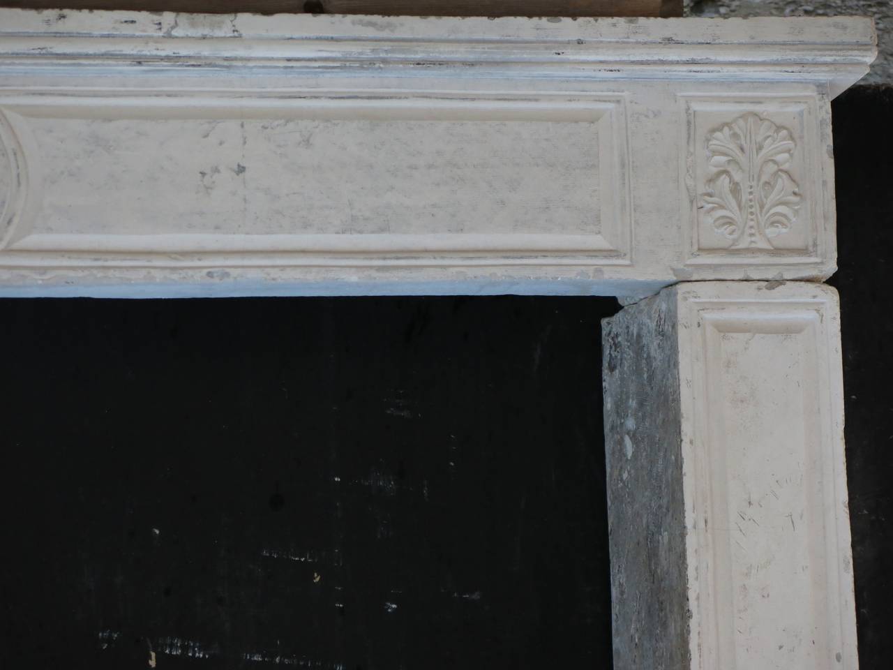 French Louis XVI Style Fireplace Hand Carved Limestone from France, 19th Century For Sale 1