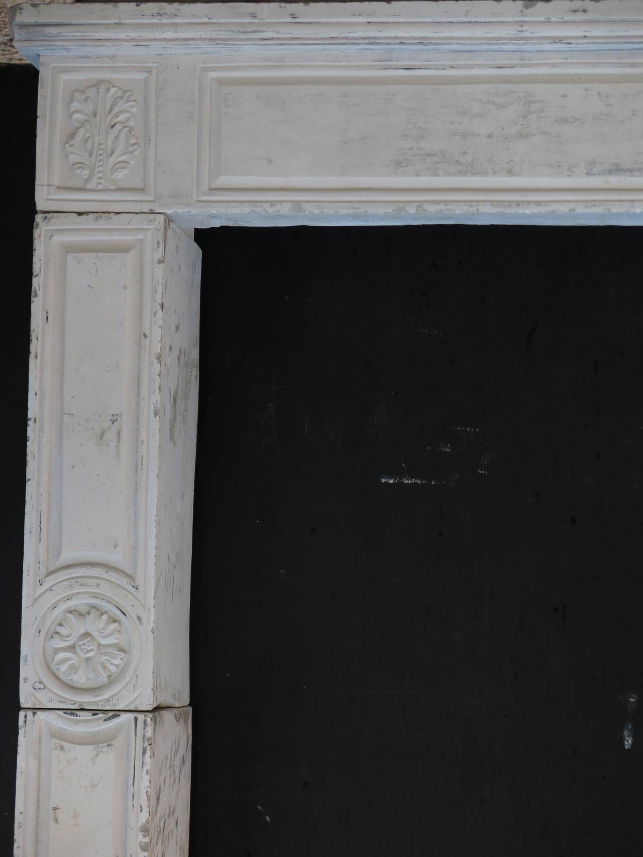 French Louis XVI Style Fireplace Hand Carved Limestone from France, 19th Century For Sale 2