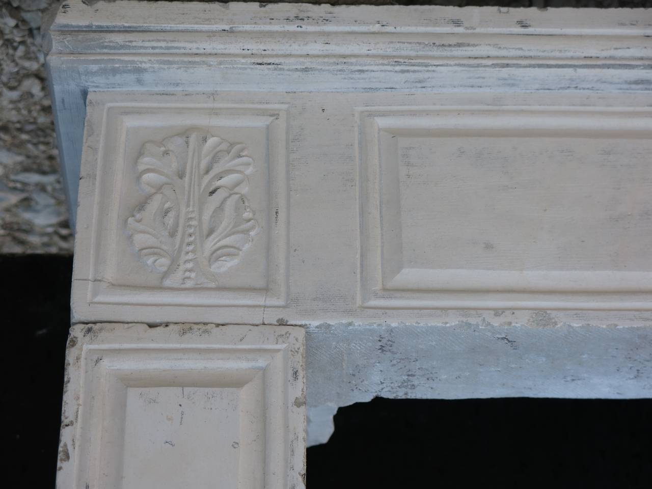 French Louis XVI Style Fireplace Hand Carved Limestone from France, 19th Century For Sale 4