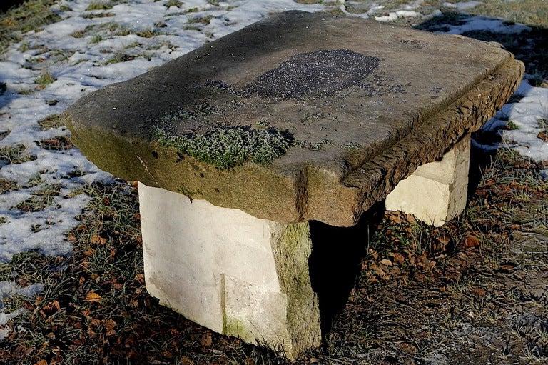 18th Century and Earlier Garden bench in limestone from France, 18th century