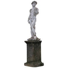 David (Michelangelo) Statue Italian Renaissance Style Original Patina, 1920s