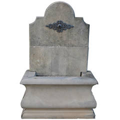 French Louis XIV Style Wall Fountain Handcrafted with Iron Water Fall