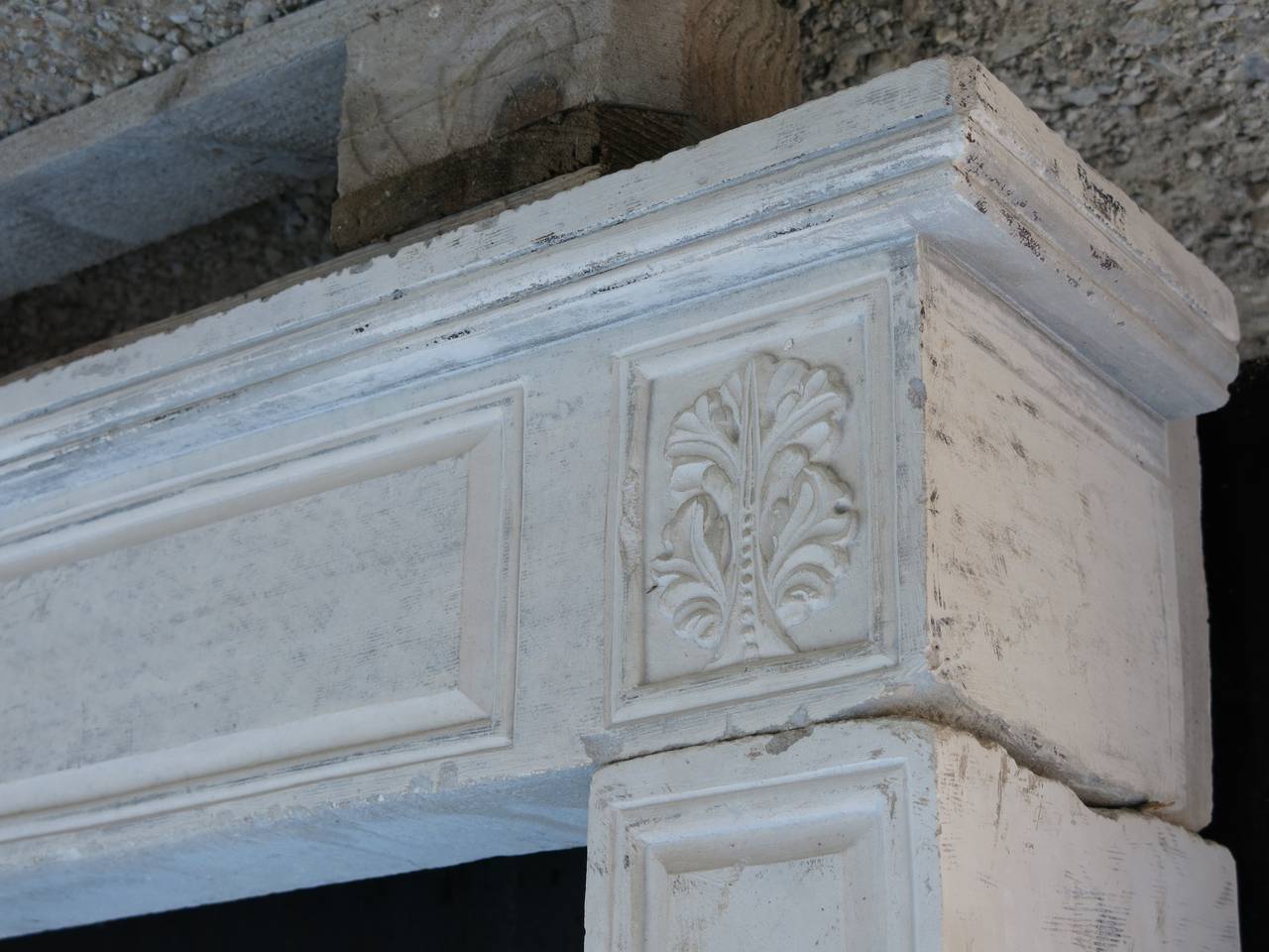 Hand-Carved French Louis XVI Style Fireplace Hand Carved Limestone from France, 19th Century For Sale