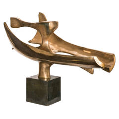 Polished Bronze Sculpture by Fred Brouard, 1980