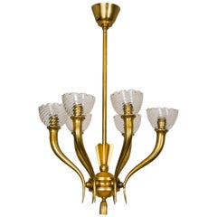 Gilt Bronze and Glass Chandelier, Italy, 1960