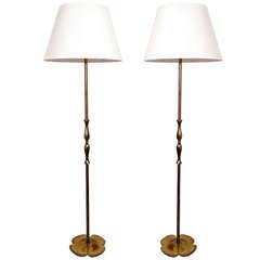 Pair of Gilt Bronze Floor Lamps by Riccardo Scarpa 1960