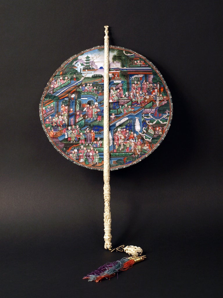 China, Canton,  Folding Screen Fan circa 1850.