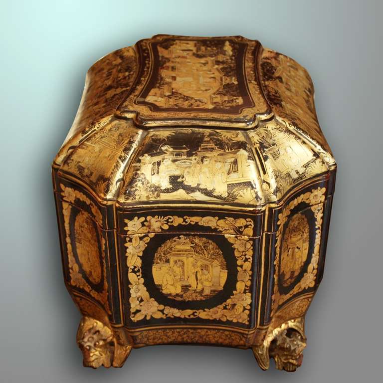 Chinese Export Tea Caddy, 19th Century In Fair Condition In Paris, FR
