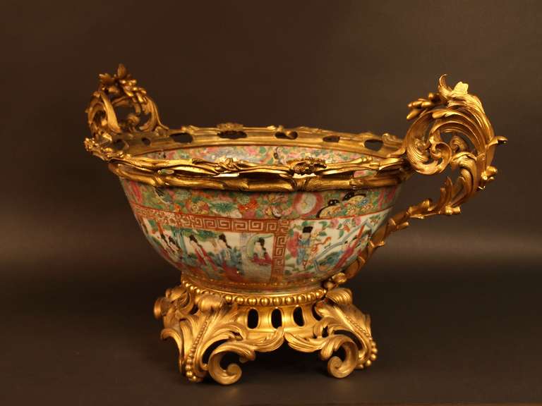 Porcelain 19th Century Cantonese Punch Bowl