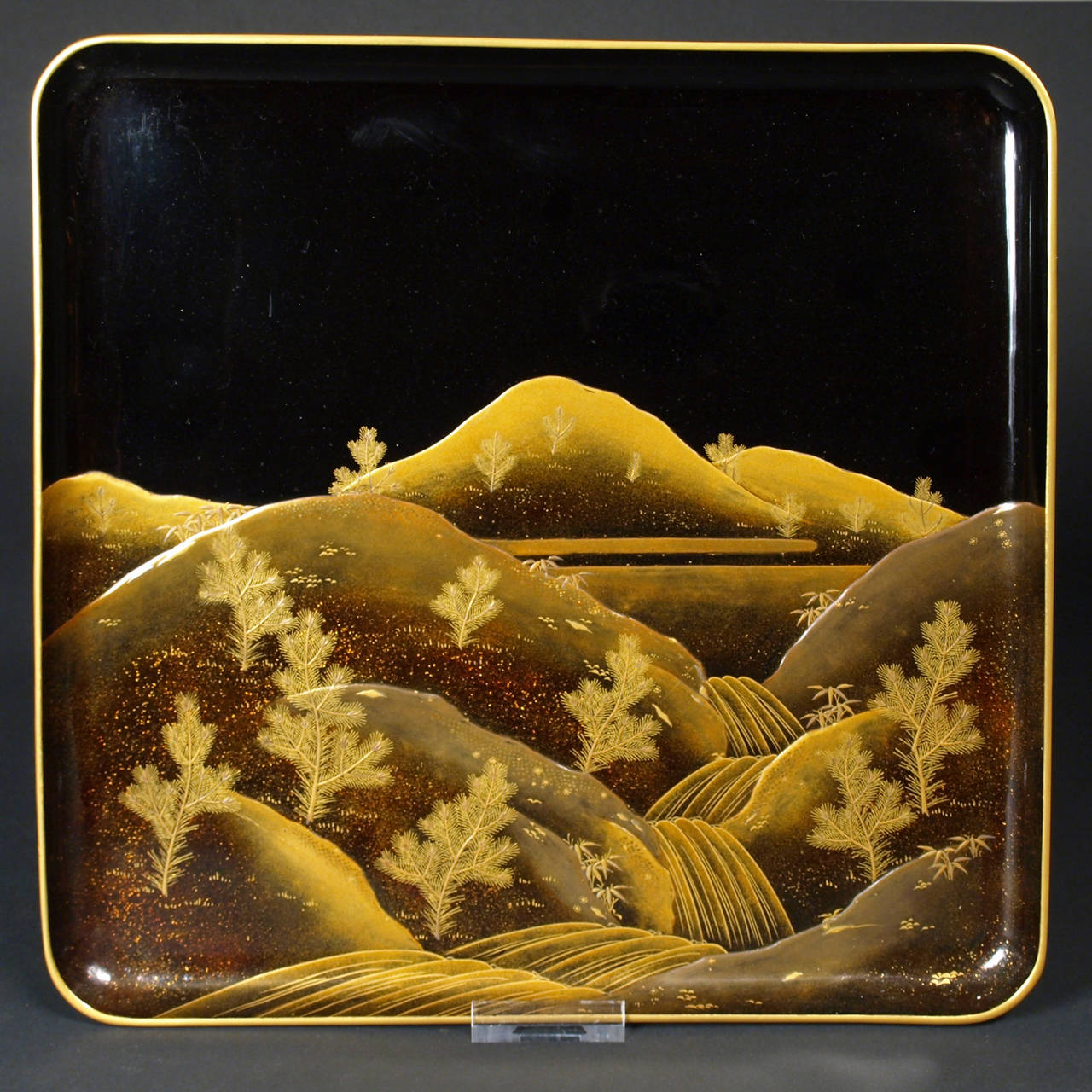 Painted Set of Japanese Lacquer Trays, circa 1920