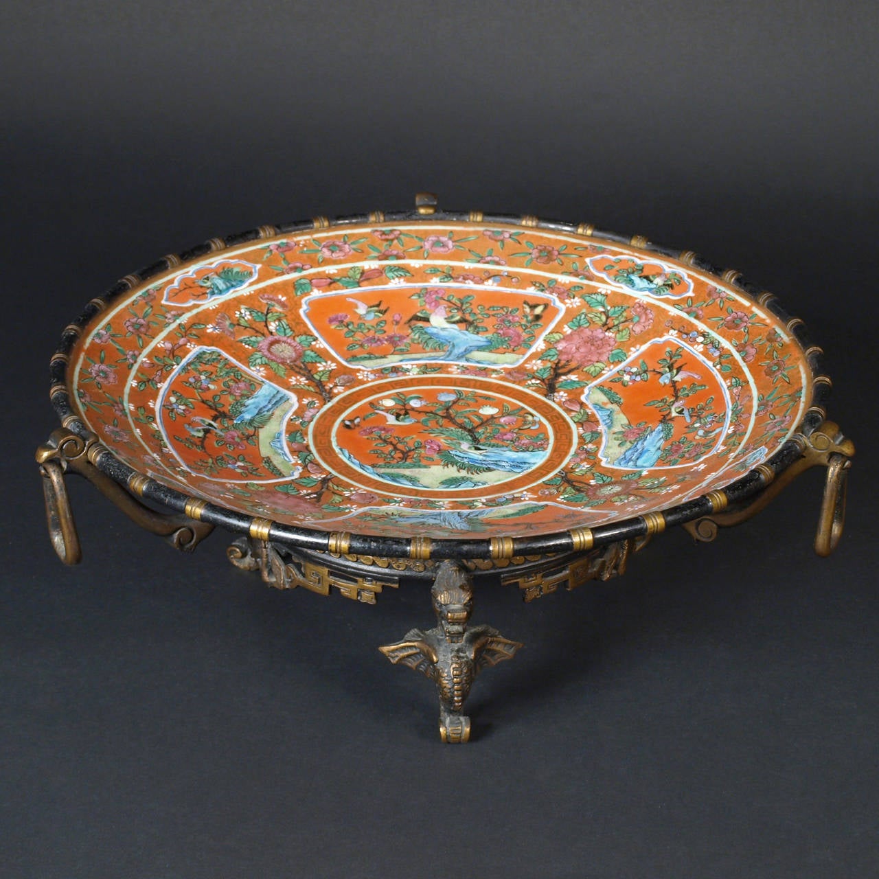 China, Cantonese Charger with French Chinoiserie Bronze Mount For Sale 1