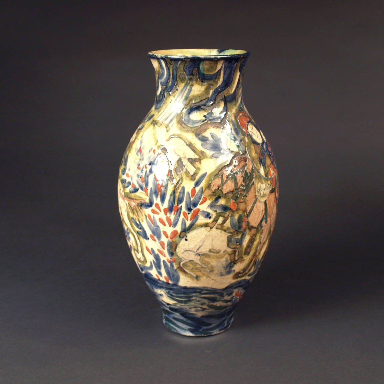 Painted Large Vase by Jean-Jacques Lachenal, circa 1920 For Sale