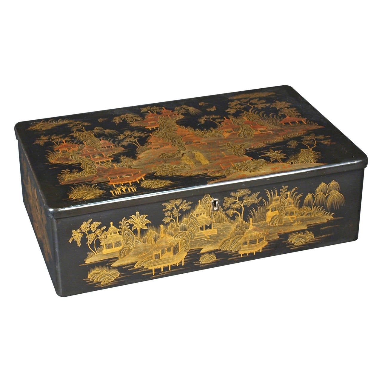 Chinese Export Lacquer Sewing Box, 19th Century For Sale