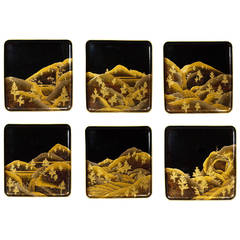 Set of Japanese Lacquer Trays, circa 1920