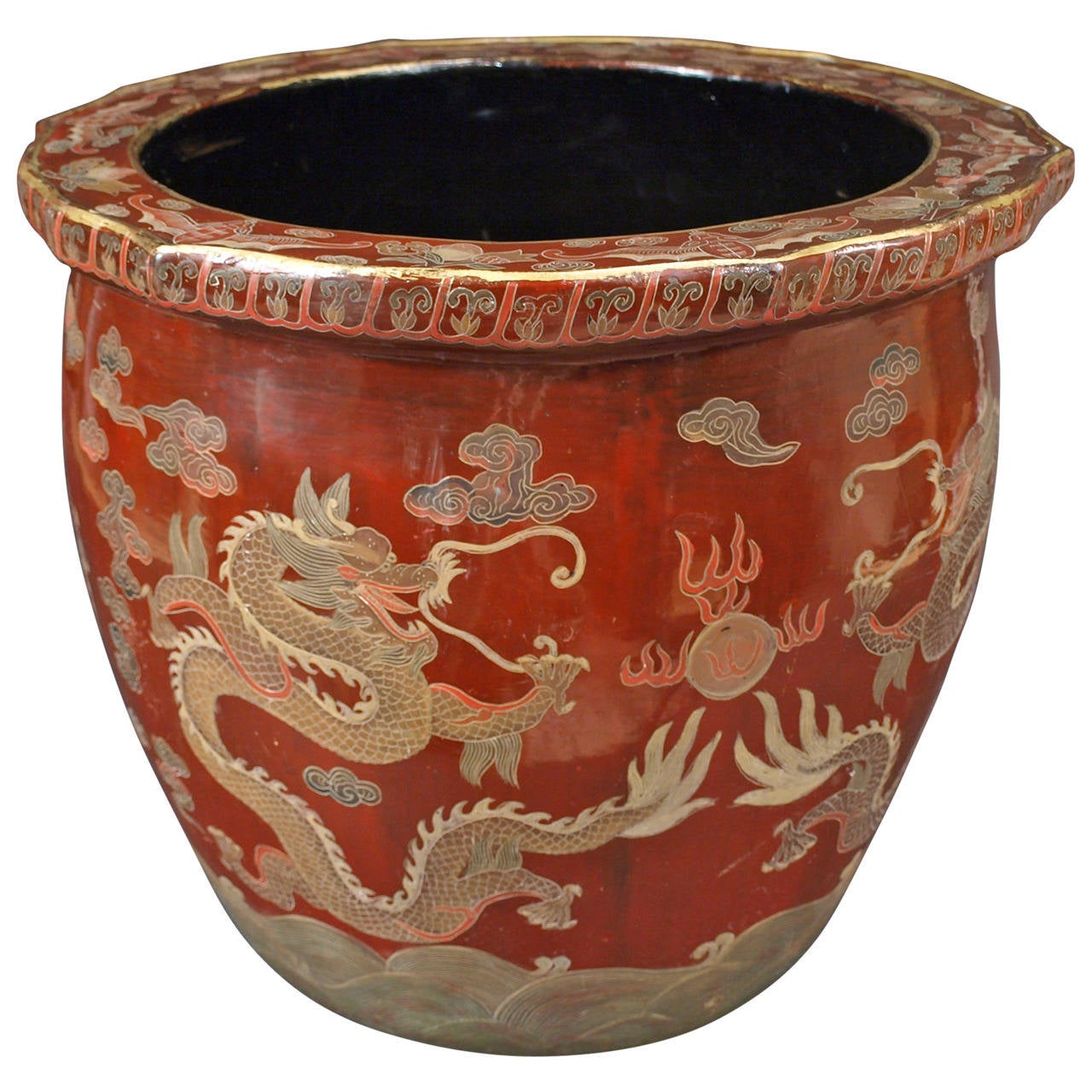 Large Lacquer Chinese Jardiniere, circa 1900 For Sale