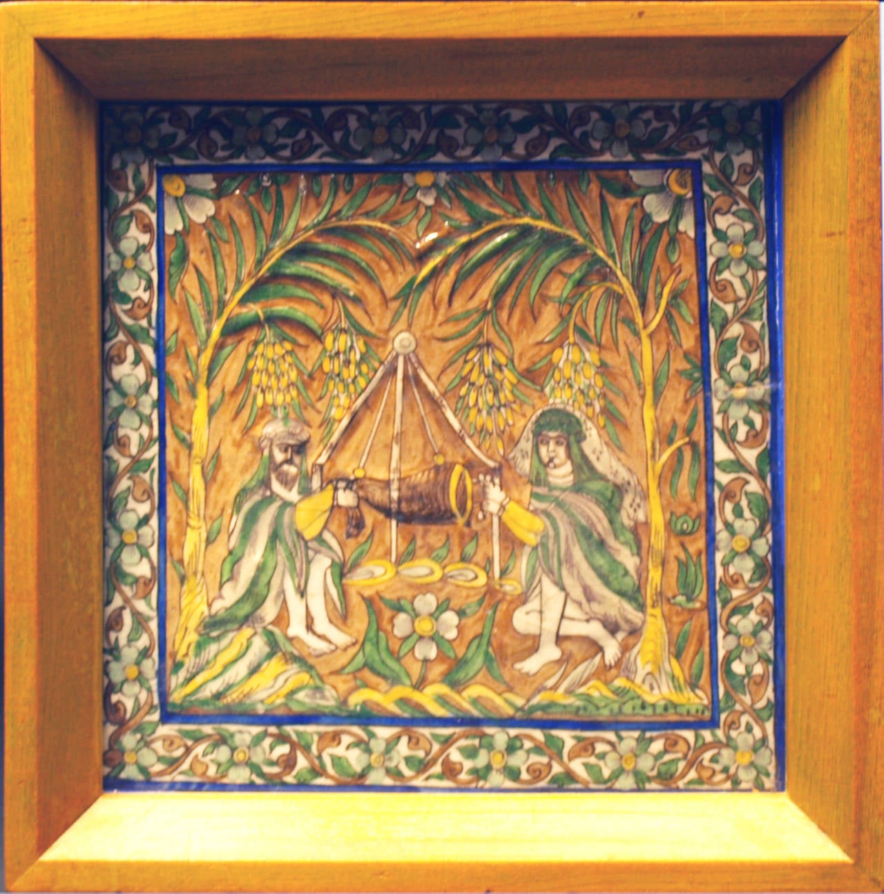 Persian Pair of Qajar Tiles, circa 1900 For Sale