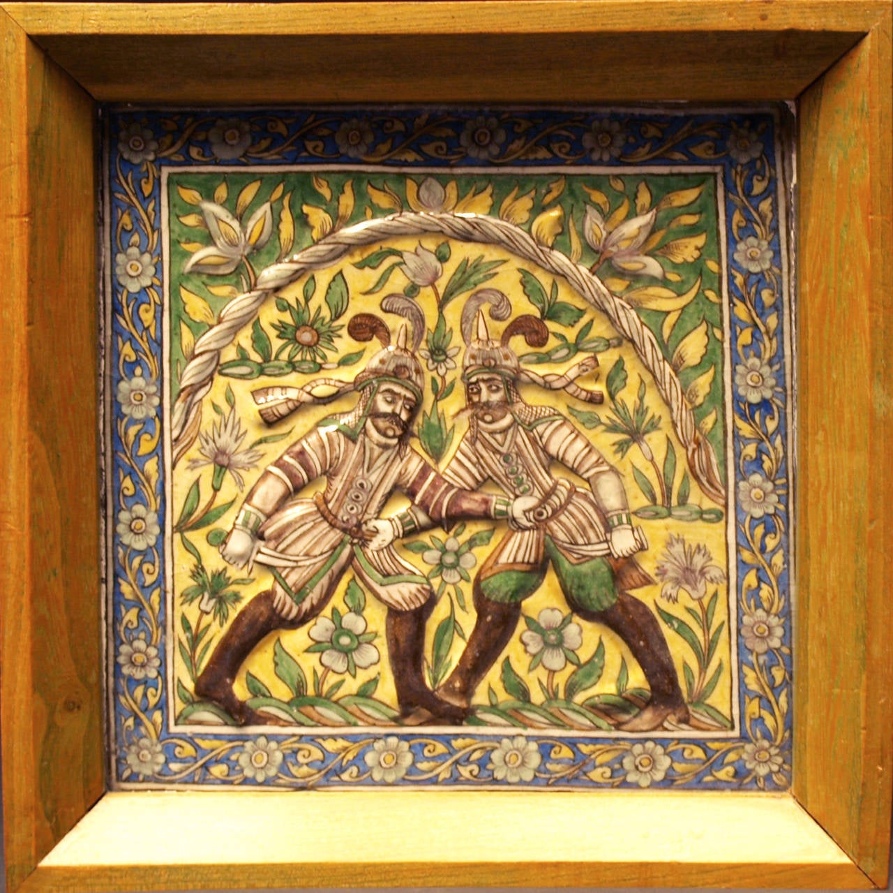 Pair of Qadjar tiles with original colors, late 19th century.
French frames from the 30th.
39 x39x7cm