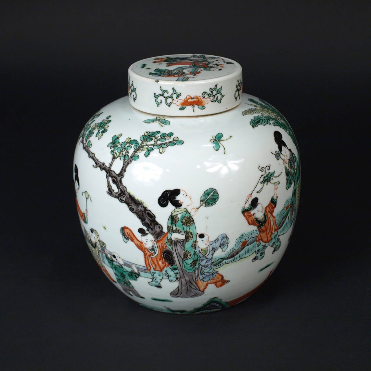 Qing 19th Century Chinese Famille Verte Ginger Jar For Sale