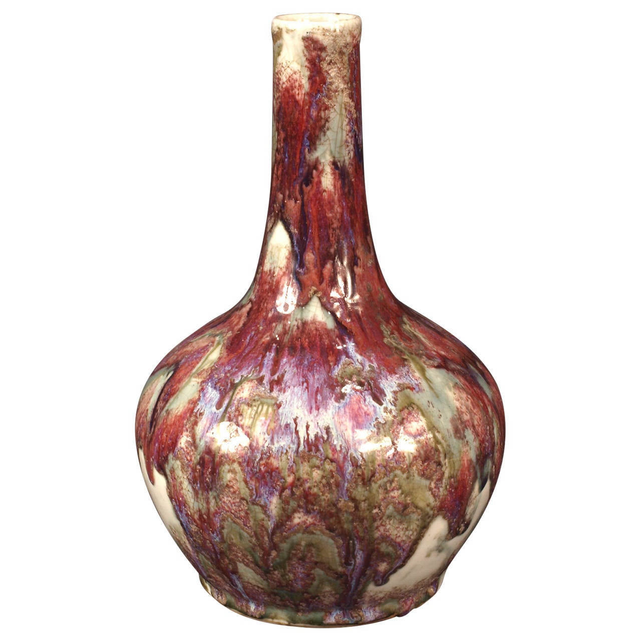 Chinese Flambé Bottle Vase, Qing Dynasty, 19th Century For Sale