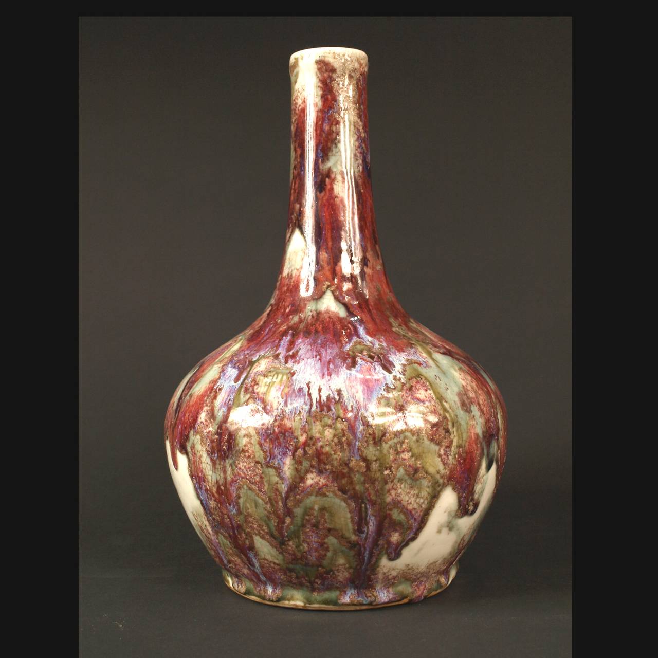 Chinese Flambé Bottle Vase, Qing Dynasty, 19th Century For Sale 2