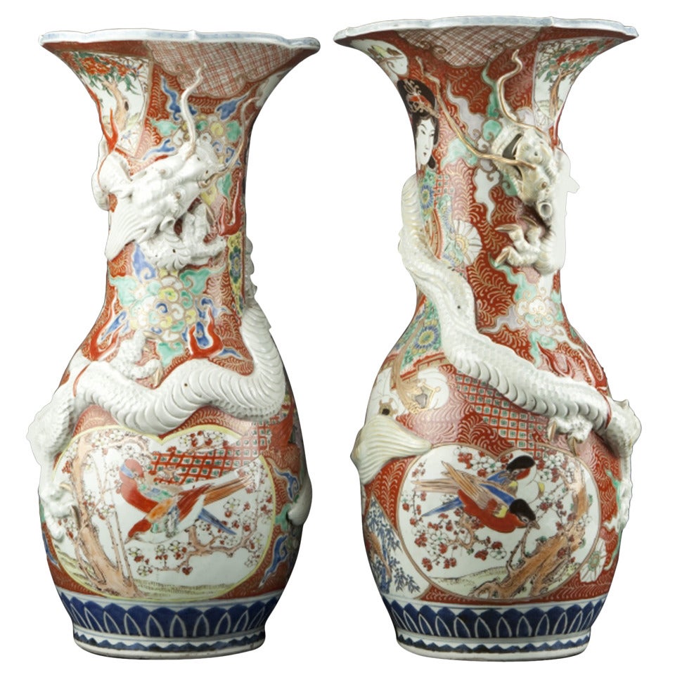 Large Pair of Hichozan Imari Vases, Mid-19th Century For Sale