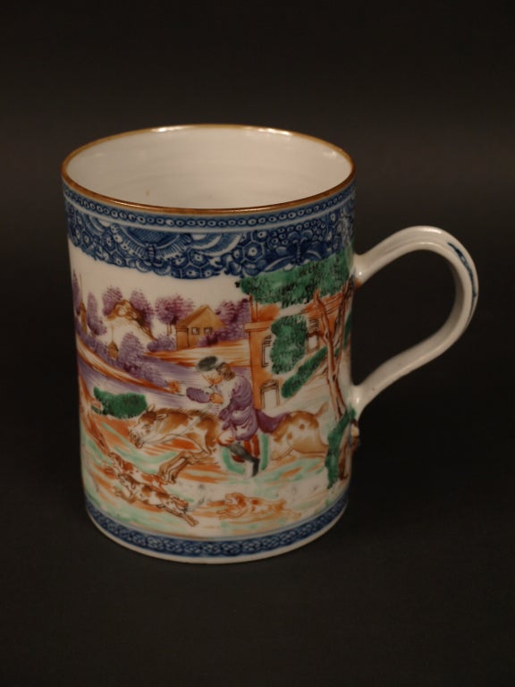 Chinese Export Fox Hunting Tankard In Good Condition In Paris, FR