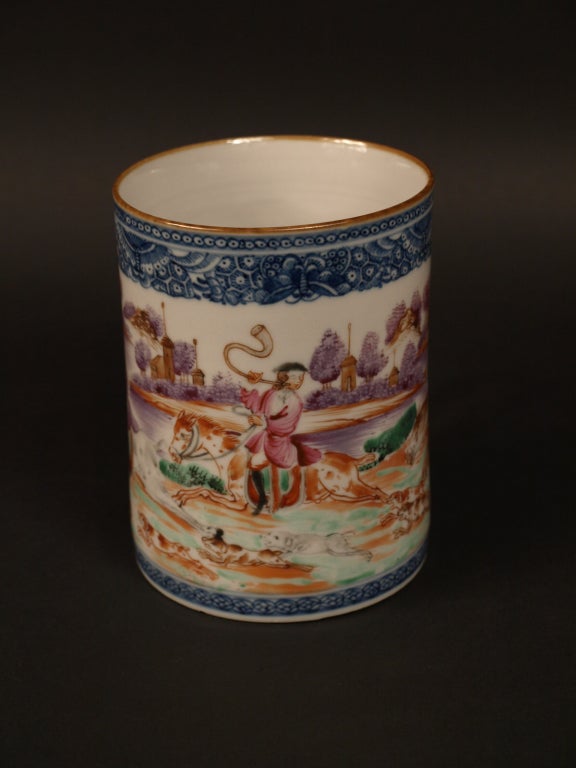 18th Century and Earlier Chinese Export Fox Hunting Tankard