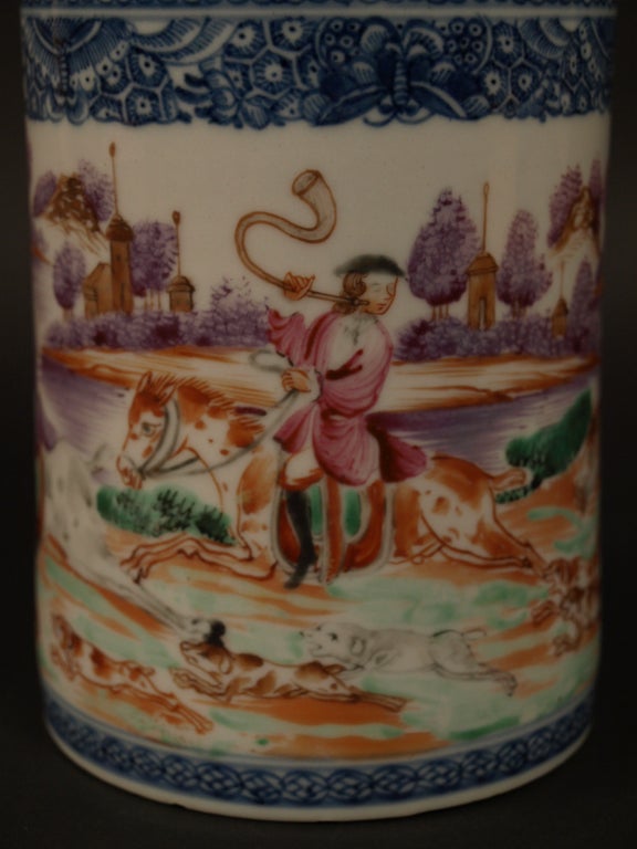 Porcelain Chinese Export Fox Hunting Tankard