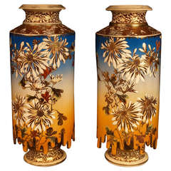 Pair of Unusual Satsuma Vases, Japan, Early 20th Century