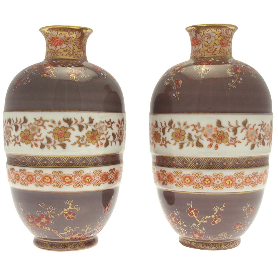 Japanese Pair of Koransha Vases circa 1900 For Sale