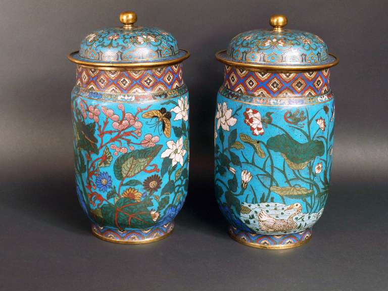 Chinese Pair of Zhuang Guan Cloisonné Vases, China, 18th Century