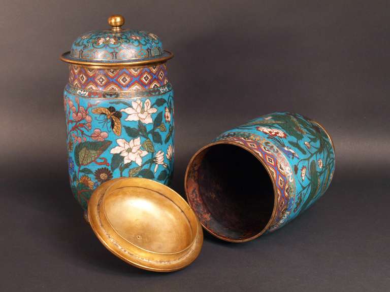 Pair of Zhuang Guan Cloisonné Vases, China, 18th Century In Excellent Condition In Paris, FR