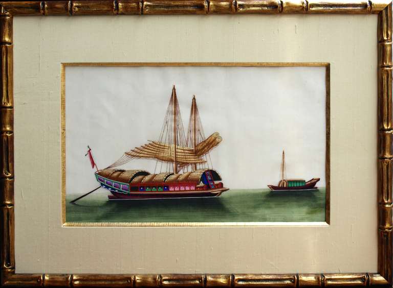 China Trade Paintings of Boats, Circa 1850 For Sale 1