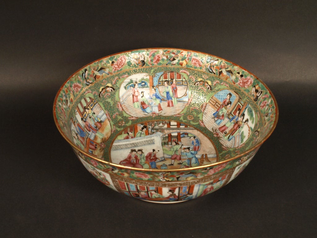 19th Century Cantonese Punch Bowl For Sale